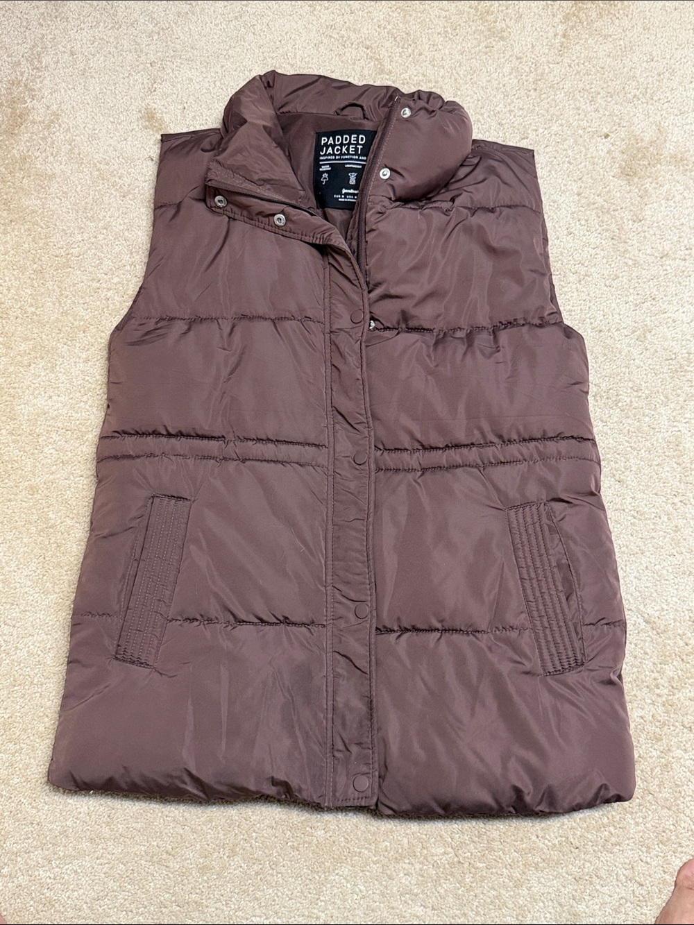 Padded Sleeveless Puffer Vest in purple